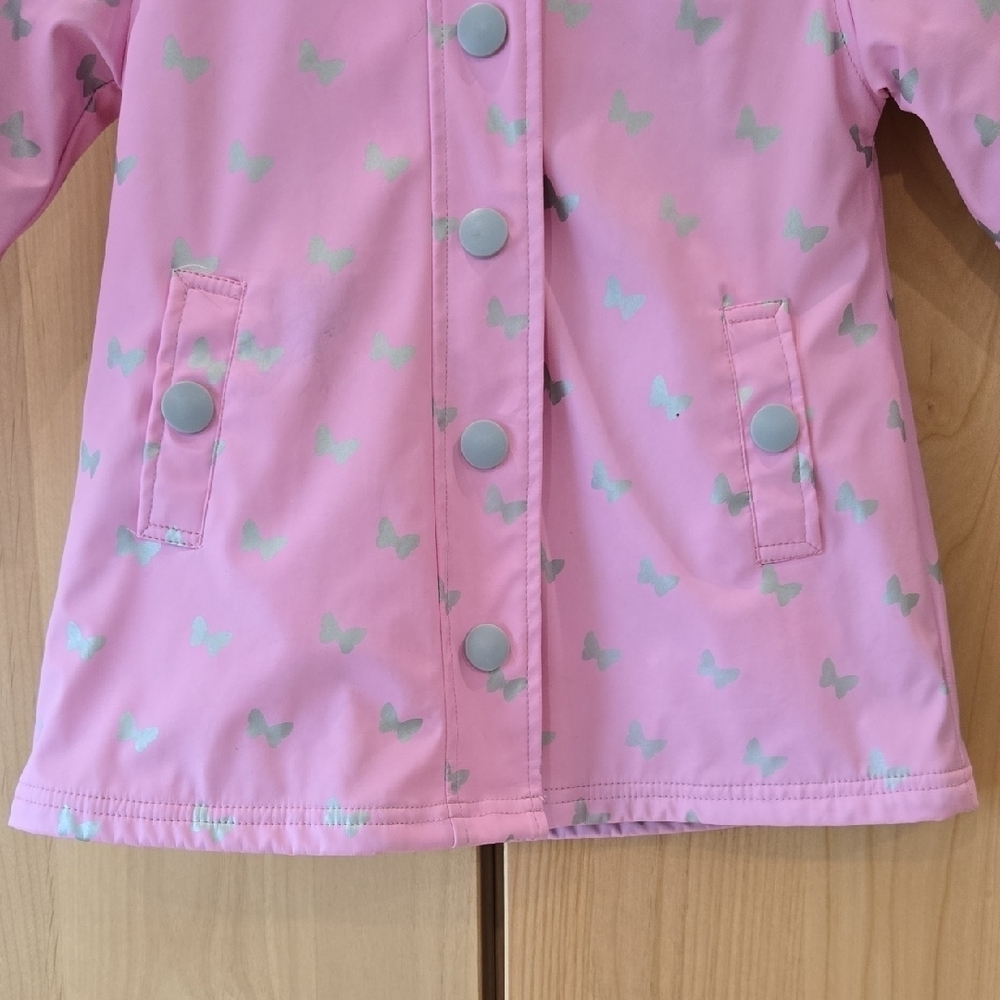 Hatley Pink Butterfly Raincoat for Kids, GUC, Rainy Weather Warm Durable, 3T - Picture 2 of 12